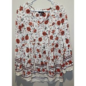 Miss‎ Me Womens Floral V-Neck Bell Sleeve Tunic Size Medium